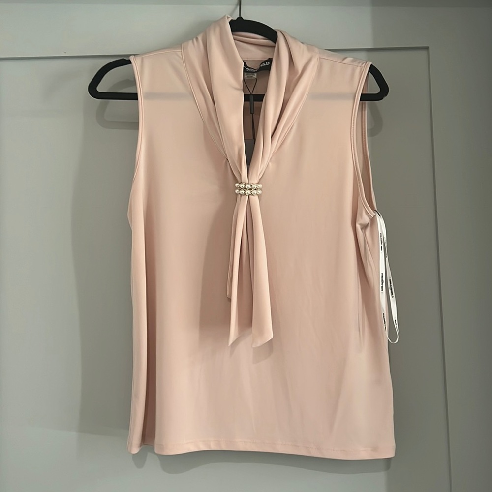 Karl lagerfeld Imitation Pearl Cluster Sleeveless Top